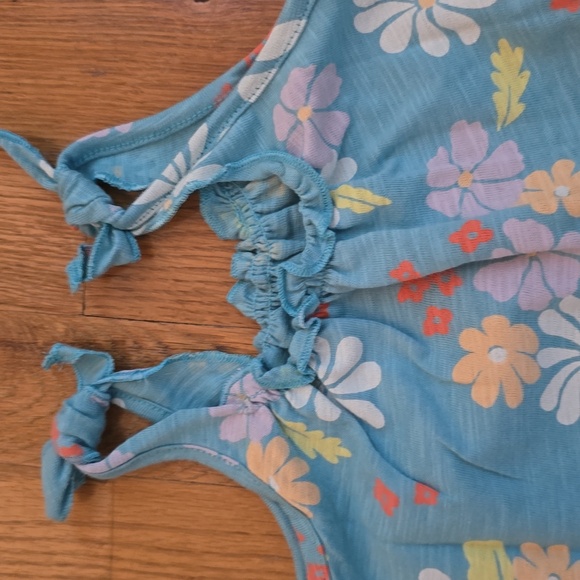 LITTLE CO BY LAUREN CONRAD BABY GIRLS BLUE FLORAL SHOULDER TIE ROMPER SIZE 24M - Picture 8 of 12